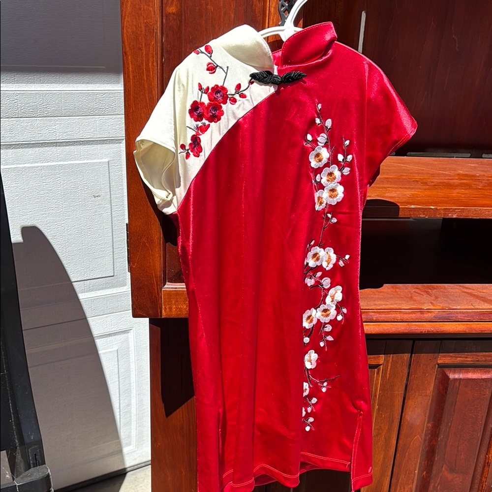 Revolution Red and White Floral Kids Dance Costume